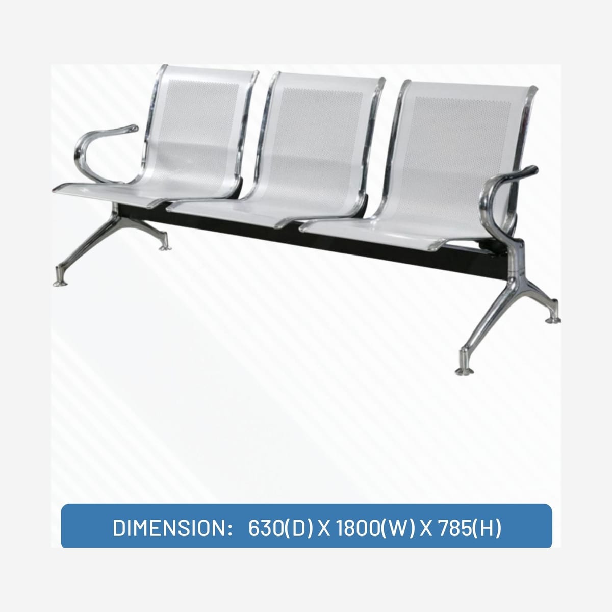 3 SEATER AIRPORT IRON CHAIR AC-430 SILVER