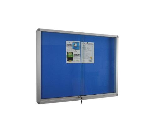 ALUMINIUM FRAME NOTICE BOARD WITH SLIDING GLASS CABINET 4' X 4' (FG44)