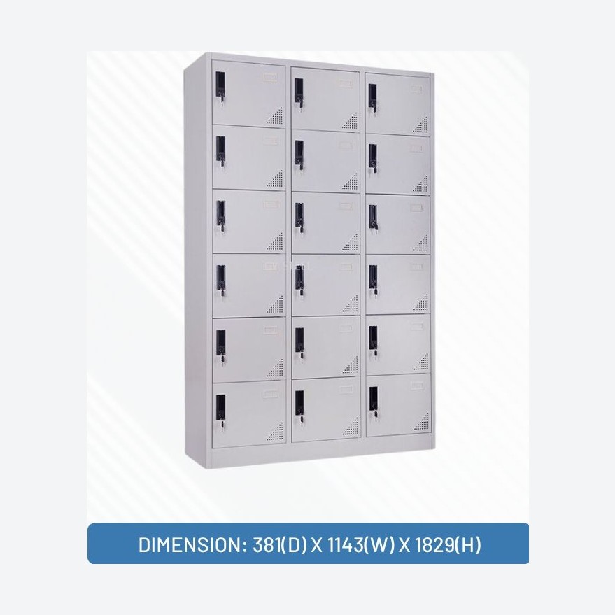 18 COMPARTMENT STEEL LOCKER GY-346/ LT-18