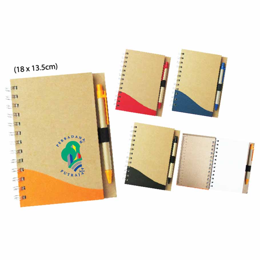 ECO A5 NOTEPAD WITH PEN EC04 (70'S) 18 X 14CM