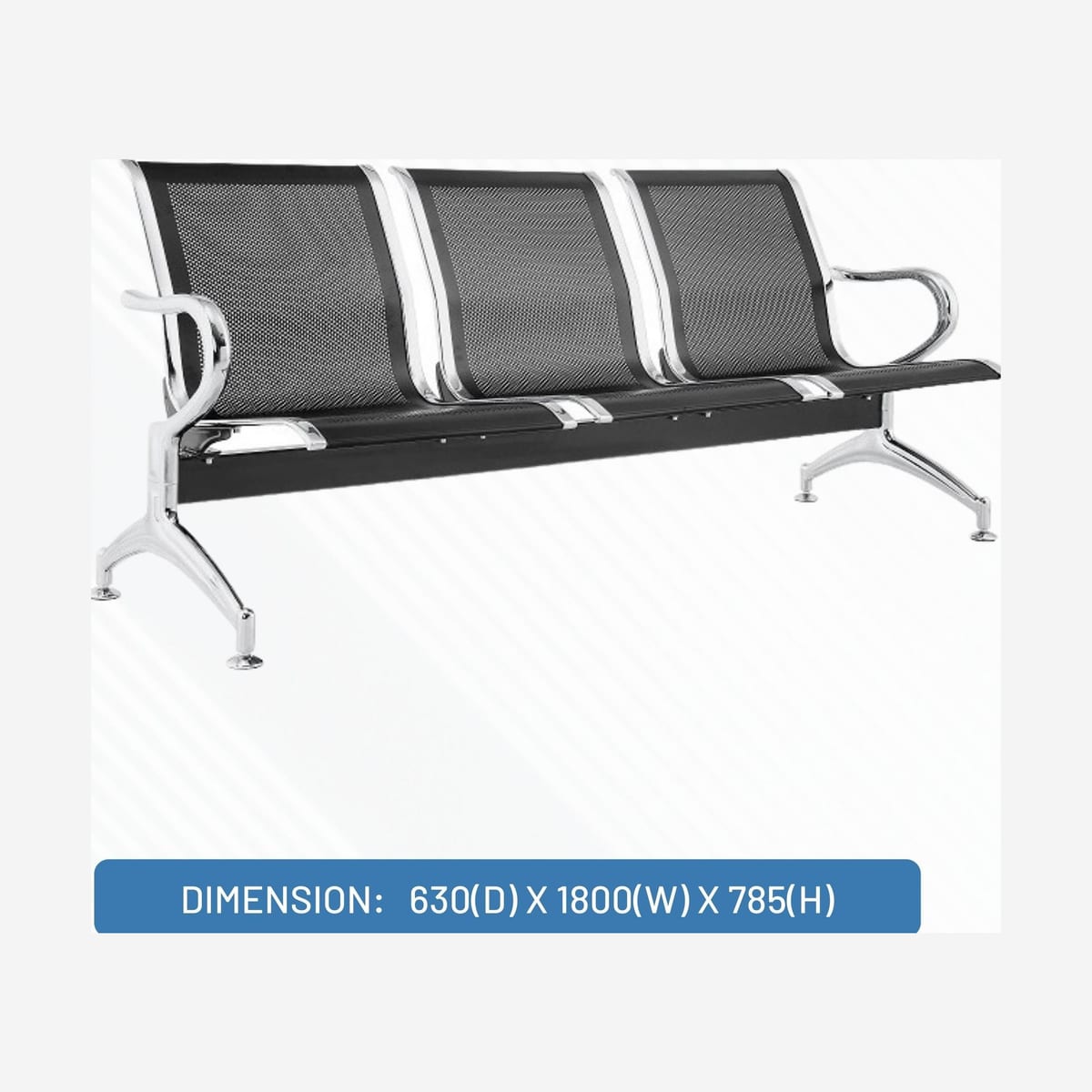 3 SEATER AIRPORT IRON CHAIR AC-430 BLACK