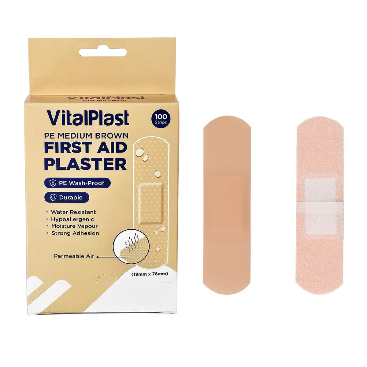 PE MEDIUM BROWN PLASTER 19MM X 76MM (WATERPROOF) 