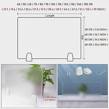 3MM THICK ACRYLIC PROTECTIVE DESK DIVIDER (90 X 90CM)