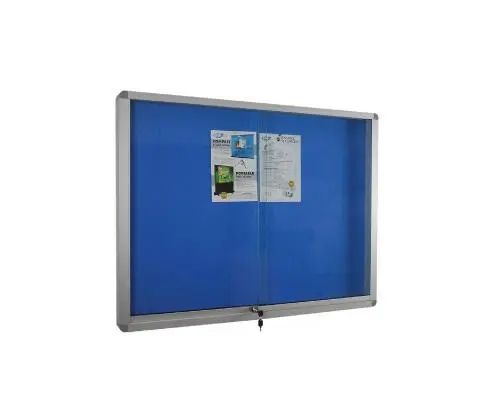 ALUMINIUM FRAME NOTICE BOARD WITH SLIDING GLASS CABINET 4' X 4' (FG44)