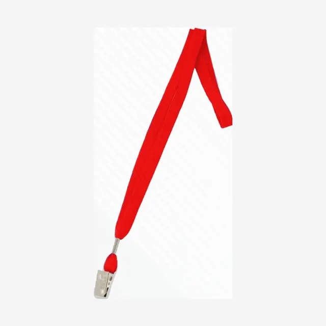 FLAT LANYARD (RED) NYLON WITH METAL CLIP