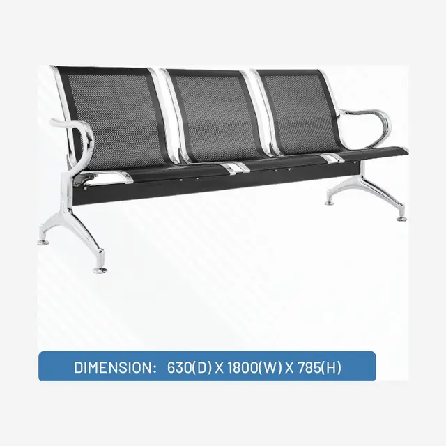 3 SEATER AIRPORT IRON CHAIR AC-430 BLACK