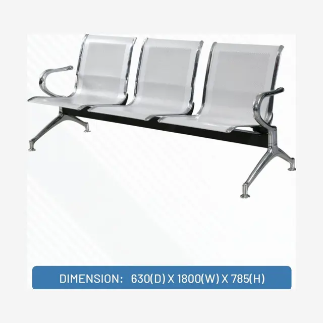 3 SEATER AIRPORT IRON CHAIR AC-430 SILVER